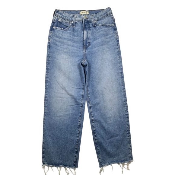 Madewell The Perfect Vintage Wide-Leg Crop Jean in Catlin Wash Raw Hem Size 27 - Picture 4 of 13